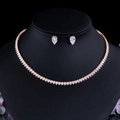 Elegant rose gold bridal jewelry set with pear-cut cubic zirconia necklace and earrings - Rose Gold