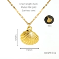 Collana a conchiglia in acciaio placcato oro 18K con catena 45cm e ciondolo 16mm - Oro 18K / Oro