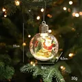 Palla di Natale luminosa con Babbo Natale e mini albero per decorazione albero - Palla Aperta Tipo B (Babbo Natale/Merry Christmas) / Con Batteria a Bottone