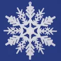 Sparkling white snowflake 10cm Christmas tree ornament with silver glitter finish - 10CM-6g (With Rope) / Pure White