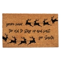 Brown coir mat detail with reindeer silhouette and festive Santa quote on textured surface - 40*60cm / Christmas Mat-4 (Reindeer)