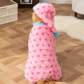 Pijama de forro polar rosa con lunares para perros con gorro para Golden Retriever - 3XL / Rosa Aoli