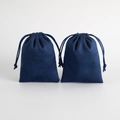 Set of two navy blue faux suede drawstring pouches for jewelry storage and gift packaging - 5*7cm / Dark Blue