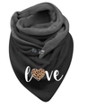 Women's warm thermal scarf featuring a love print and a stylish leopard heart with leather buckle - 58-Black Love Heart