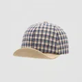 Detalle de la gorra de béisbol de algodón a cuadros azul y beige con costuras de calidad - 48cm (5-18 Meses) / Cuadros Azules (Ala Beige)