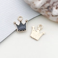 Golden crown charms with black enamel finish for DIY jewelry and keychains - Crown (11909) / 1 Piece (11x12mm) / Black