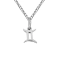 Elegant silver stainless steel Gemini zodiac pendant necklace on a classic curb chain - Gemini / Steel