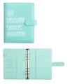 Mint green 100 envelope savings challenge binder with 6-ring clips and card slots - A5 Green Shell Only