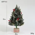 Mini albero di Natale innevato da 33 cm con bacche rosse, pigne e base in iuta - Albero di Natale da Tavolo Avvolto in Tessuto 33CM