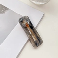 Fermaglio per capelli rettangolare grigio effetto marmo con clip in metallo dorato - 6.5cm / Grigio Marmo Inchiostro