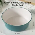 Large dark green and white wash basin, 37.2cm diameter, durable contrast color washbowl - Green & White - XXL