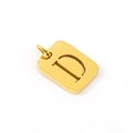 Pendente quadrato dorato lucido con lettera D maiuscola traforata in acciaio inox - Lettera D (D-Pendente)