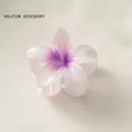 Frangipani hair claw clip with purple and white gradient resin flower design - White Purple Heart [8cm Large]