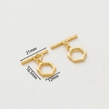 Detail view of gold-plated OT toggle clasp showing 21mm by 16.5mm size dimensions - 18K Hexagonal OT Clasp - 4Pcs/Pack