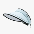 Adjustable light blue ice silk sun visor with black piping and letter print design - Adjustable / Lake Blue
