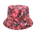 Detail of red and pink tie-dye pattern on a bucket hat with reinforced brim stitching - M (56-58cm) / Red