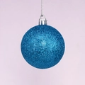 Sparkling blue glitter Christmas ball ornament with silver cap for festive tree hanging - 2cm / Lake Blue Glitter (No Cap/String)