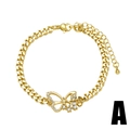 Pulsera de cadena cubana dorada con colgante de mariposa de circonitas y cierre de langosta - Estilo de Eslabón Cubano con Colgante de Mariposa (A) / Dorado