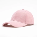 Pink corduroy baseball cap for women with textured fabric and adjustable strap - Adjustable / Pink