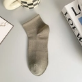Breathable mesh cotton crew socks for men in taupe with ribbed knit texture - One Size / Green