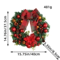 Christmas wreath with red bows, pine cones and flowers, dimensions 40cm by 37.5cm - Christmas Flower Bow Wreath