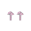 Pendientes de hongo en plata S925 con piedras de cristal rosa para mujer - Plata 925 / Plateado