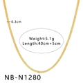 Polished 0.3cm gold stainless steel snake chain necklace with flat layered texture - Simple Chain Style (NB-N1280)