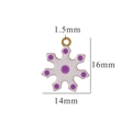 Colgante de copo de nieve en acero dorado con esmalte blanco y puntos púrpuras, 16x14mm - Copo de Nieve-Punto Morado