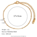 Classic 18K gold plated stainless steel Figaro chain bracelet with adjustable beads - Classic Beaded Chain Bracelet - Gold