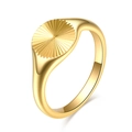 Anillo de sello chapado en oro 18K de acero con patrón radial de sol grabado - US 8 / Dorado