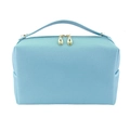 Borsa trucco azzurro cielo in pelle Saffiano con cerniere dorate e manico - Grande Stile Borsa / Azzurro