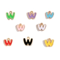Set of eight golden alloy letter W pendants with colorful enamel finish in various shades - Letter W / Black