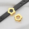 Golden flower sliders for 8mm DIY wristbands made of polished alloy metal finish - Gold Polished Flower / 8mm (Inner Diameter)