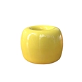 Minimalist bright yellow ceramic donut toothbrush stand with glossy glazed finish - Yellow