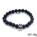 Beaded bracelet with black lava rock and matte onyx featuring an engraved letter M bead - Letter M (KB122510-Z) / 8mm