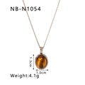Detail view of 18k gold plated necklace featuring an oval tiger eye stone pendant - Oval Tiger Eye Style (NB-N1054) / Rose Gold