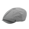 Classic grey newsboy cap in breathable cotton blend fabric with side metal logo detail - Light Gray