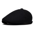 Gorra newsboy clásica de lana negra con estética vintage y textura de fieltro - Talla Única Ajustable / Negro 1