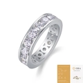 Anello eternity in argento S925 con moissanite taglio rotondo e certificato GRA - Taglia US 9 / R13948 Moissanite 4.0mm (0.3ct) con certificato GRA