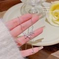 Silver butterfly layered necklace in titanium steel with zircon accents for women - Butterfly Inlaid Zircon (X044) / Silver