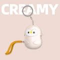 Creamy penguin personal safety alarm with a mustard leather strap keychain - English Packaging / Penguin / Cream White