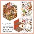 Starry Bookstore DIY 3D scene sticker kit with PET decorative sheets and base card - Starlight Bookstore