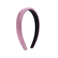 Cerchietto alla moda con strass rosa e fodera in velluto nero per signora - Rosa