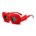 Lunettes de soleil ovales avec monture en peluche rouge et verres gris foncé - Monture Rouge Verres Gris / Rouge