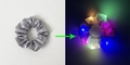 Scrunchie LED in raso argento che mostra l'aspetto diurno e l'effetto luminoso colorato - Scrunchie Standard / Luminoso-Grigio