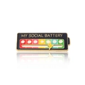Pin de batería social en metal negro con indicador deslizante de rayo - Deslizador de Batería Clásico / Batería Social - Negro