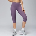 Deep purple high-waisted yoga capris in moisture-wicking fabric for fitness - Bean Paste Purple