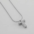 Polished silver stainless steel necklace with 3D bubble letter T pendant on snake chain - Letter T [Steel]