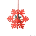 Roter lasergeschnittener Weihnachtsschneeflocken-Anhänger aus Holz mit Glockenmotiv - 3D Schneeflocke Typ A [Rot]