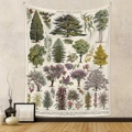 Arazzo botanico vintage con illustrazioni di alberi ornamentali per decorazione - 100X150CM/Peluche Corto / GT220907